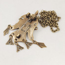 Kalevala Jewelry, ´Uhtua´s Bird´-Brooch / Pendant + Chain, Bronze