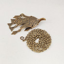 Kalevala Jewelry, ´Uhtua´s Bird´-Brooch / Pendant + Chain, Bronze