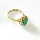 H.Lahtinen & co, Helsinki , Sormus Turkoosikivillä , 14k Kultaa -78