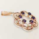 UH / urpo Hakala , Pendant with purple stones, 14c gold -74