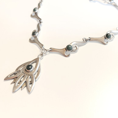 Mexico, beautif necklace with green stones, 925 Sterling