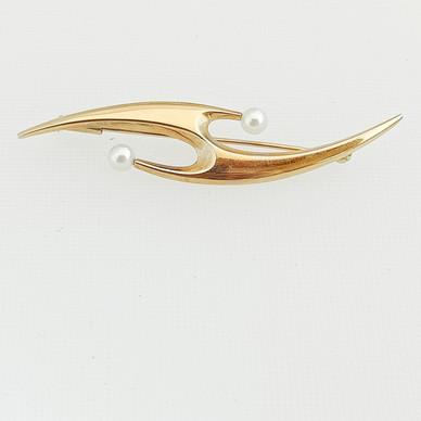 Elis Kauppi, Pearl Brooch , 14c Gold -57