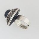 Turun Hopea oy , design by Pentti Sarpaneva, Punos Sormus,  spektroliitti,  Hopeaa-76