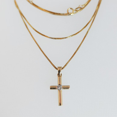 GHA, Ristiriipus 0,01ct timantilla, Rippiristi, Kaulakoru 14k Kultaa