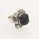 Turun Hopea oy,Pentti Sarpaneva, (iso) Kelo sormus, savukvartsi, hopeaa -69