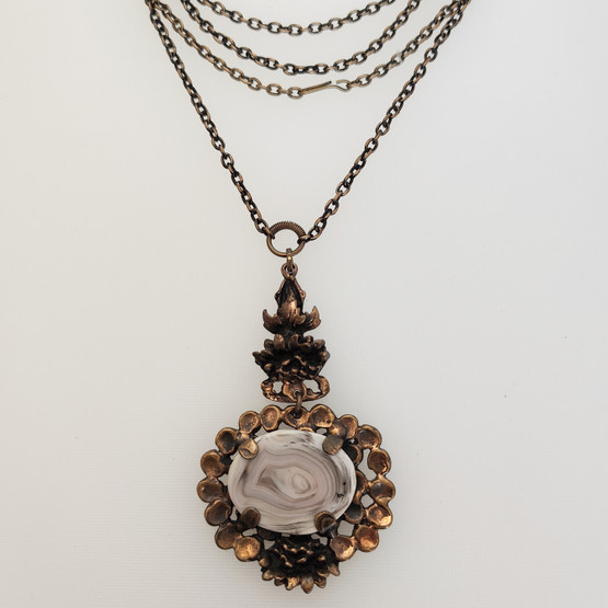 Pentti Sarpaneva, (big) Agate Pendant, Necklace, Bronze