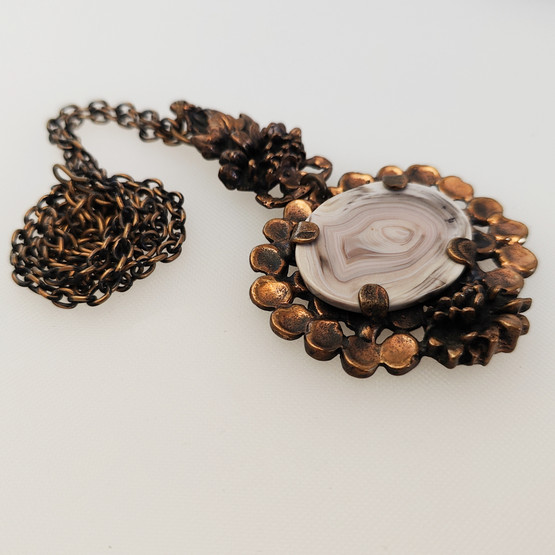 Pentti Sarpaneva, (big) Agate Pendant, Necklace, Bronze