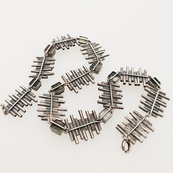 PiKu/ Pirkan kulta oy, Finland. Moss agate Necklace, 916 Silver -63