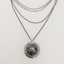Kalevala jewelry, Green granite Pendant -1271, Sterling Necklace