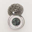 Kalevala jewelry, Green granite Pendant -1271, Sterling Necklace