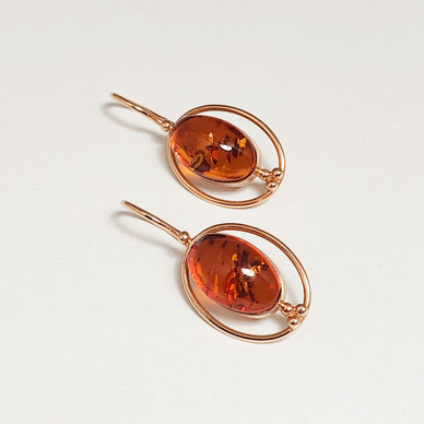 Beautiful Amber earrings, 585 Gold