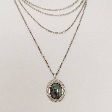 Kalevala Jewelry, Pendant-1639, Green Granite, Necklace , Sterling