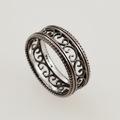 Kalevala koru, 19mm Filigraani sormus, valkokulta,  14k kultaa 