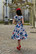 Elowen Floral Swing Dress, sinikukallinen kellomekko