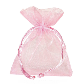 Organzapussi iso Vaaleanpunainen 17*24cm