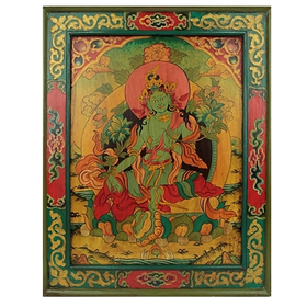 Nepalilainen käsinmaalattu taulu 'Green Tara' 66*52cm