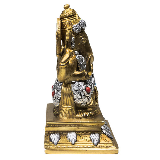 Patsas Ganesh kulta-hopea messinki 14cm