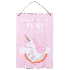 Sisustustaulu Yksisarvinen 'Happier than a Unicorn' 30*20cm