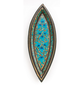 Suitsukealusta paperimassaa 'Kultalehti' turkoosi 7,5*26,5cm