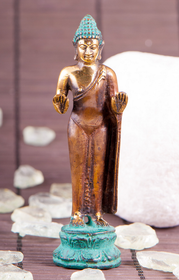 'Blessing Buddha' antiikkimessinki 10cm