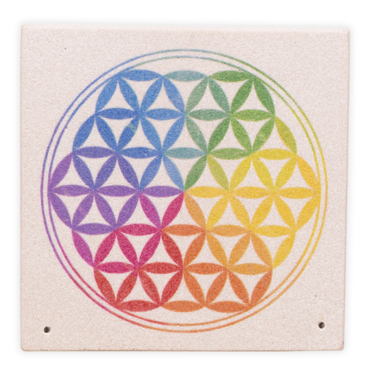 Suitsukealusta hiekkakiveä 'Flower of Life' 10cm