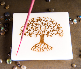 Suitsukepidike marmoria 'Elämänpuu Kulta' 10cm