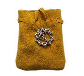 Mokkanahkainen pussi keltainen 'Chakra' 7*9cm