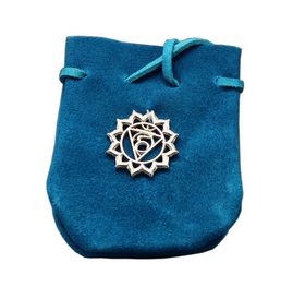 Mokkanahkainen pussi turkoosi 'Chakra' 7*9cm