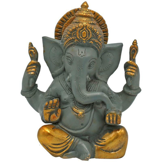 Patsas Ganesh 'Grey & Gold' messinki 15cm