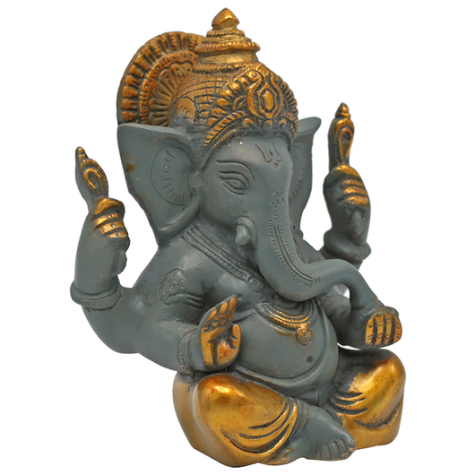 Patsas Ganesh 'Grey & Gold' messinki 15cm