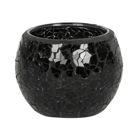 Mosaiikkilasinen tuikkulyhty 'Black Crackle' 7*8cm