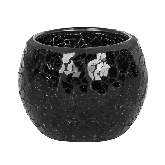 Mosaiikkilasinen tuikkulyhty 'Black Crackle' 7*8cm