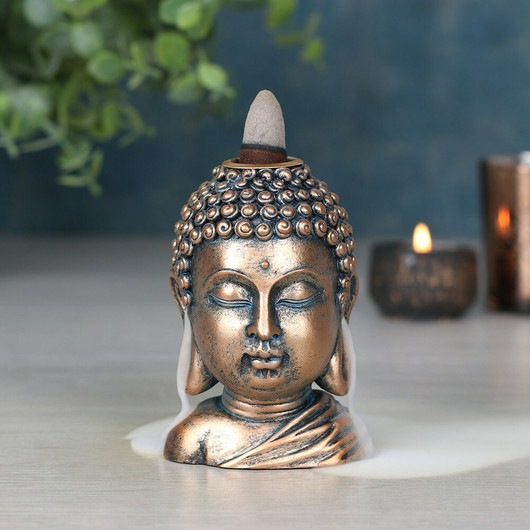 Suitsukepoltin 'Backflow Bronze Buddha Head' 9,5cm