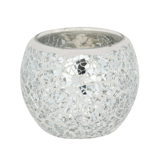 Mosaiikkilasinen tuikkulyhty 'Silver Crackle' 7*8cm