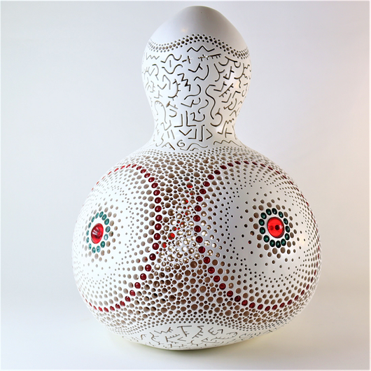 Kalebassivalaisin 'Valkoinen 4 kehää' 30*19cm