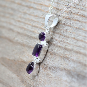 Riipus Ametisti 'Trio' 47mm (Hopea)