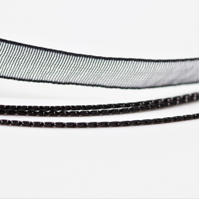 Kaulanauha 'Organza' Musta 49cm