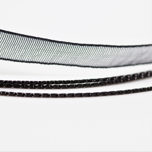 Kaulanauha 'Organza' Musta 49cm