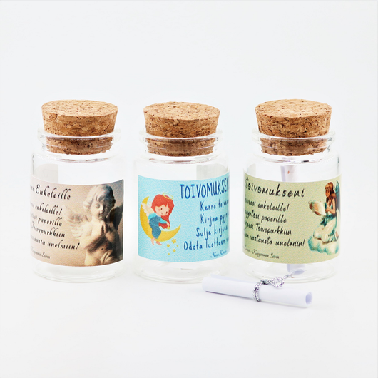 'Toivomukseni Enkeleille' Toivomuslasipurkki 80*45mm (3 mallia)