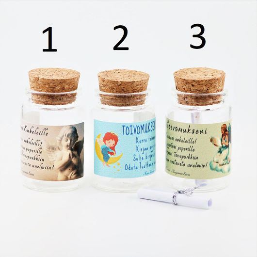 'Toivomukseni Enkeleille' Toivomuslasipurkki 80*45mm (3 mallia)