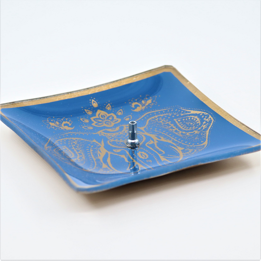 Suitsukealusta 'Norsu' sininen lasi 11*11cm