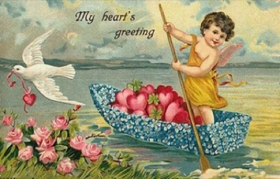 Pakettikortti vintage 'My heart's greeting'