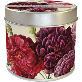 Tuoksukynttilä peltipurkissa Ruusu 'Pionikuvio'