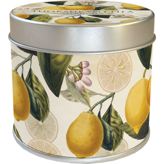 Tuoksukynttilä peltipurkissa Sitruuna 'Sitruunankukka'