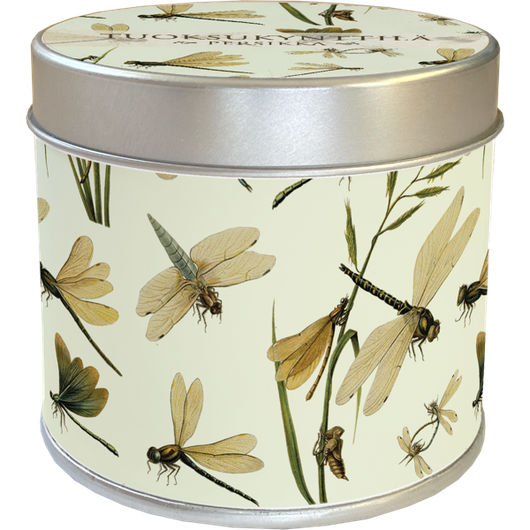 Tuoksukynttilä peltipurkissa Persikka