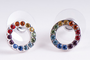 Korvakorut 'Round Rainbow Crystal' 12mm (925 hopea)