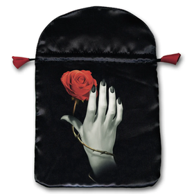 Satiinipussi 'Rose Hand' musta 16*22,5cm