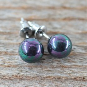 Korvakorut Sateenkaari Simpukkahelmi 'Nappi' 8mm