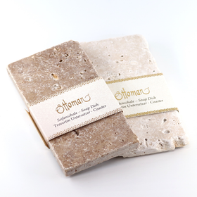 Kivialusta / Saippuateline / Suitsukealusta 'Travertiinikivi' 15*7,5cm