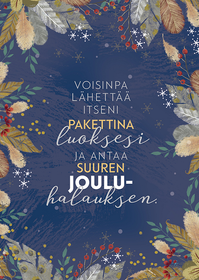 Joulukortti 'Voisinpa lähettää itseni pakettina luoksesi' - Hidasta Elämää